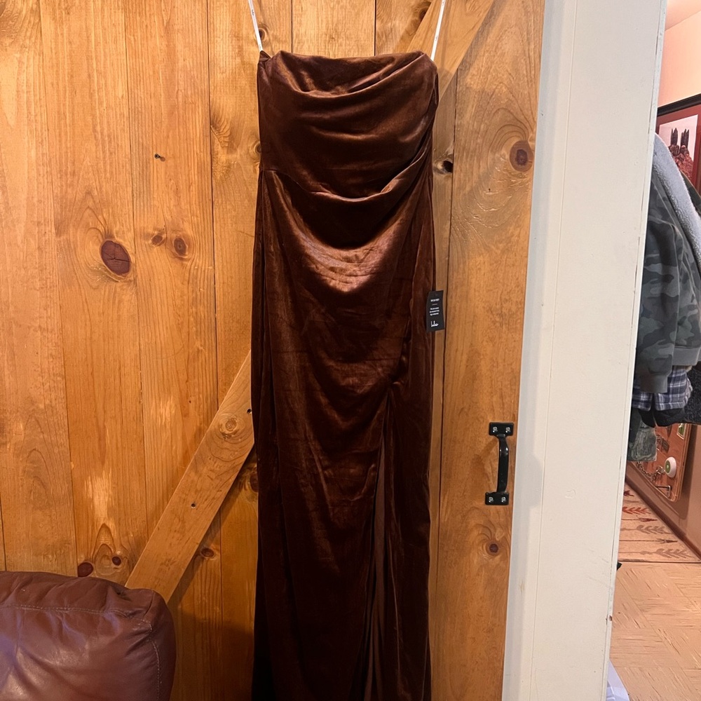 Elegant Brown Velvet Dress
